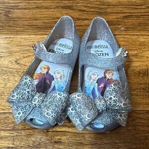 Mini Melissa Disney Frozen Glittery Silver Dress Shoes